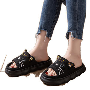 Pantuflas de Verano para Mujer, Diseño de <span class=keywords><strong>Gato</strong></span>, con Punta Abierta, Suela Acolchada Suave, de Felpa, para el Hogar - Product Image 5