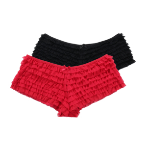 Las mujeres Sexy malla colmena Panty ropa interior de cintura baja Sexy corto de encaje de las niñas volantes bragas - Product Image 4