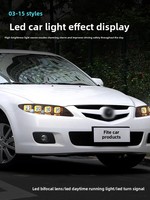 Pour Mazda 6 03-15, phare modifié avec lentille laser LED, feux de jour Bugatti, clignotants, nouveau bloc optique, couleur 6000k, 12V