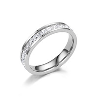 Bague en acier inoxydable de luxe populaire, 3 couleurs, or 18 carats, incrustée de zircon, pour femme, cadeau