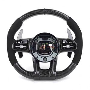 Volante Deportivo de Fibra de Carbono con Franja Superior Negra Brillante y Revestimiento de Gamuza para <span class=keywords><strong>Mercedes</strong></span> <span class=keywords><strong>Benz</strong></span> Clase S, C63s, C55, GLA45 AMG, Gran Venta - Product Image 4