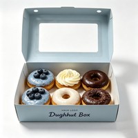 Caja de Embalaje para Donuts Desechable de Grado Alimenticio, Impresión Digital, Caja de Papel Ecológica para Donuts, Contenedor para Llevar para Tiendas