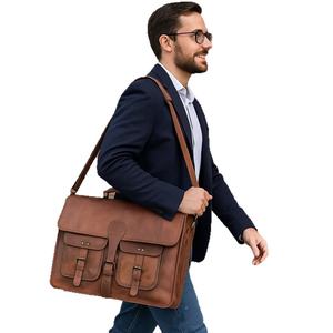 Sac messager vintage en cuir véritable Crazy Horse pour homme - Grande capacité, porte-documents pour ordinateur portable, imperméable et durable - Product Image 5