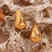 Nouvelles boucles d'oreilles pendantes en forme de goutte d'eau creuses pour femmes, plaquées or, en acier inoxydable