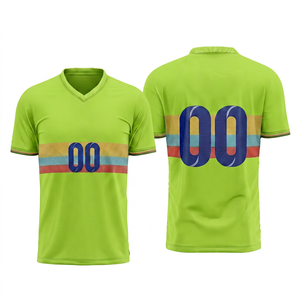 Manufacturing Wholesale Custom Lime Green <b>Soccer</b> Sports Jersey Men Breathable Mesh Fabric Short Sleeve Quick Dry Crew Neck - Product Image 1