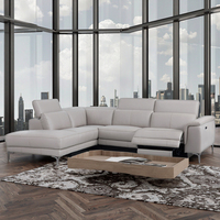 Meubles de salon pour maison moderne Cuir synthétique blanc Pieds en métal Forme en L Ensemble de canapés sectionnels inclinables