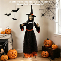 Figurine de sorcière électrique à induction grand format pour Halloween, parlante et lumineuse, à brancher, accessoire de décoration d'horreur pour maison hantée