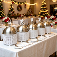 Chauffe-Plat Commercial Blanc/Argent 8L en Acier Inoxydable avec Cadre Perforé pour Buffet d'Hôtel, Mariage et Restauration