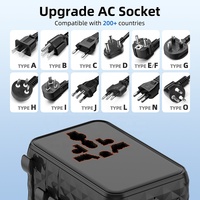 Adaptateur de voyage international Worldplug PD Fast Charge 25W GaN avec 2 ports USB + 2 ports Type-C certifié CE ROHS FCC