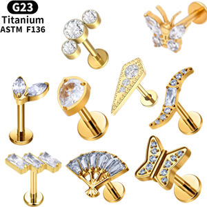 सोने की आंतरिक थ्रेड इयररिंग्स G23 टाइटेनियम मिश्र धातु चेरी पत्ती होंठ स्टड फैशन महिलाओं की शैली दैनिक जीवन भेदी गहने - Product Image 6