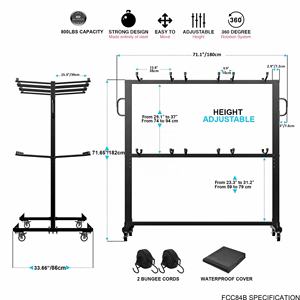 Ripiano sedia pieghevole 84 sedie riporre carrello sedia pieghevole con ruote copertura resistente alle intemperie e capacità 800 libbre Dolly - Product Image 4