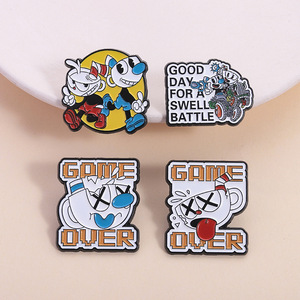 Clásico videojuego <span class=keywords><strong>Cuphead</strong></span> broche dibujos animados aventura juego aleación insignia fiesta regalo esmalte Pin - Product Image 1