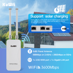 Wifi Nhà cung cấp giải pháp kuwfi AP Wi-Fi7 3600Mbps Repeater Gigabit cổng bảo hiểm IP65 không thấm nước ngoài trời Wifi 7 AP cho làng sử dụng - Product Image 1