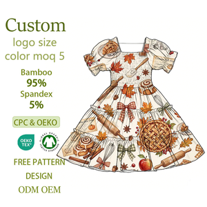 Vestido de verano con estampado de otoño y gran vuelo, con cordones, estilo temperamental, el más vendido para bebés recién nacidos. - Product Image 1