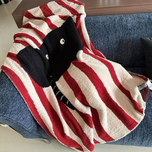 Manta de Franela con Estampado de Elefantes y Rayas Rojas y Blancas, Manta para Aire Acondicionado, Manta para Sofá, Manta Personalizada, Decoración del Hogar, Directo de Fábrica - Product Image 5