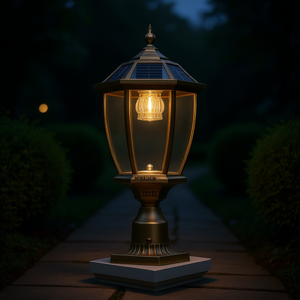 Lanterne solaire LED d'extérieur 20H, design élégant en verre, lumière de jardin vintage pour allées et jardins (1 pièce) Modèle - Product Image 2