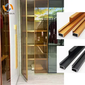 LENWA Aluminium Custom Ready in Stock Cabinet Glass Doors Black Frame Kitchen Cabinet Wardrobe Slim Frame Glass