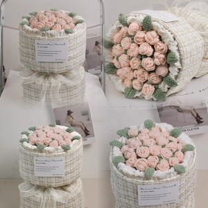 Ramo de Flores de Hilo de Rosa Burbuja Tejido a Crochet Hecho a Mano por Wowei, Regalo Creativo para Cumpleaños, Boda, San Valentín - Product Image 5