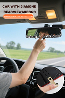 Accessoires intérieurs pour voiture Xingyue pour femmes et filles, miroir rétroviseur avec paillettes, cristaux, strass, diamants, ABS + strass, protection