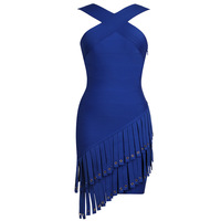 High-End Satin rücken freies Kleid Cross-Strap Gestrickte Cross Neck Corns Quaste für Bandage für den Sommer Neuer grenz überschreiten der Außenhandel