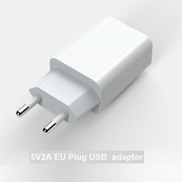 Adaptador de Cargador USB de Plástico Versión Europea, 5V 2A, Enchufe Europeo, Blanco/Negro, Salida Única, Enchufe de Viaje, 2000mA, Cargador con Luz LED USB
