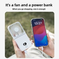 Ventilateur portable à suspendre au cou, ventilateur portatif pliable, mini-ventilateur avec support pour téléphone, vent haute vitesse, rechargeable par USB pour les voyages