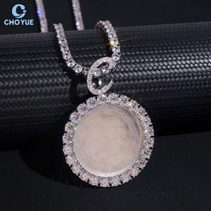 Luxury Jewelry Moissanite Pendant Round Brilliant Cut 925 <b>Silver</b> Rhodium Plated Letter C Photo Pendant GRA Fashion Jewelry - Product Image 5