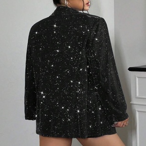 Chaqueta de chaqueta de manga larga con bordado de lentejuelas para <span class=keywords><strong>mujer</strong></span> de alta calidad OEM personalizada con botón gran oferta para fiestas de otoño e invierno - Product Image 2