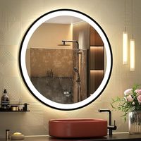 Miroir de salle de bain LED intelligent directement de l'usine, cadre en métal, design Art Déco circulaire pour hôtels, villas, hôpitaux