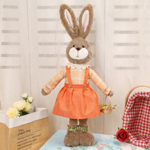 Conejito de Pascua de Patas Largas, Estirable, Vestido, Muñecos de Conejo a Cuadros, Adorno Decorativo para Fiestas de Pascua en Casa - Product Image 4