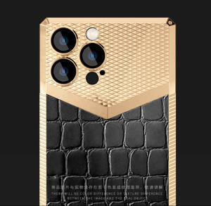 Étui de téléphone en cuir imprimé crocodile électro-plaqué populaire 2023 Anti-chute pour <span class=keywords><strong>Iphone14</strong></span> <span class=keywords><strong>Pro</strong></span> Max avec film de protection d'objectif Étui antichoc - Product Image 4