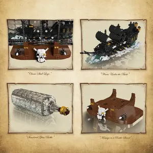 Moule King 10065 Simulation Verre Drift Bouteille Brique à l'intérieur No. Black Peal Modèle Creative Boat Revenge Ship Building Blocks - Product Image 6