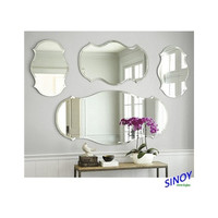 Miroir mural moderne sans cadre, rond, à bords biseautés, en verre HD argenté, épaisseur 1mm-6mm, motifs ovales, arche, hexagone, plat