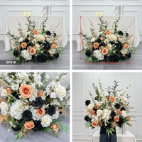 GF918 Fleur de sol pour allée de cérémonie, bleue et orange, de haute qualité, longueur 60 cm, pour décoration de mariage et de fête