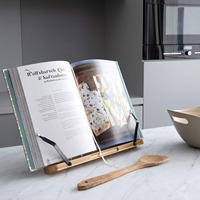 Bambu Kitap Standı Ayarlanabilir Kitap Tutucu, Katlanabilir Yemek Kitabı Standı, Mutfak ve Ofis için Masaüstü Belge Tutucu