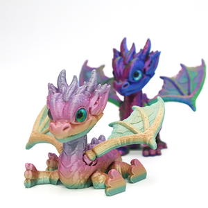 Ornement de dragon volant mignon imprimé en 3D, décoration de bureau originale avec ailes d'animaux colorées, jouet en plastique en forme de dinosaure - Product Image 4