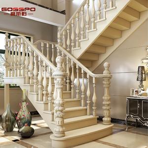Escalera de ático de madera maciza de roble personalizada moderna, pasamanos de casa entera pintados en francés blanco para Villa, hoteles, apartamentos, directo de fábrica - Product Image 1