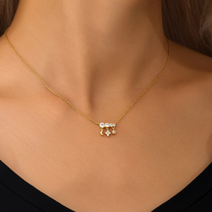 โกลด์ ลักชัวรี สตาร์ มูน 925 เงินสเตอร์ลิง สร้อยคอแฟชั่นมุก ชุบ 18K - Product Image 2