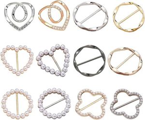 Clips de chemise en métal tendance avec cœur, cercle, perle et strass pour femmes, accessoires vestimentaires - Product Image 1