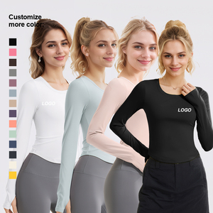 เสื้อยืดโยคะแขนยาวผู้หญิง น้ำหนักเบา ระบายอากาศได้ดี แห้งเร็ว เหมาะสำหรับออกกำลังกาย ฟิตเนส วิ่ง ขายส่ง - Product Image 6