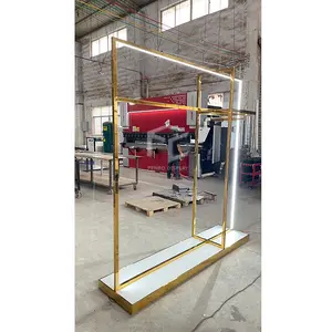 Hele Winkel Maatwerk Kledingwinkel Meubels Mode Vrouwen Jurk Display Stand Metalen Plank Kleding Rekken Voor Boetiek