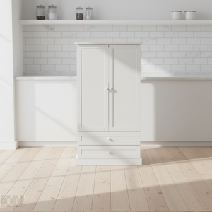Armoire de rangement blanche avec 2 tiroirs, buffet de cuisine, meuble de rangement pour salle à manger - Product Image 2