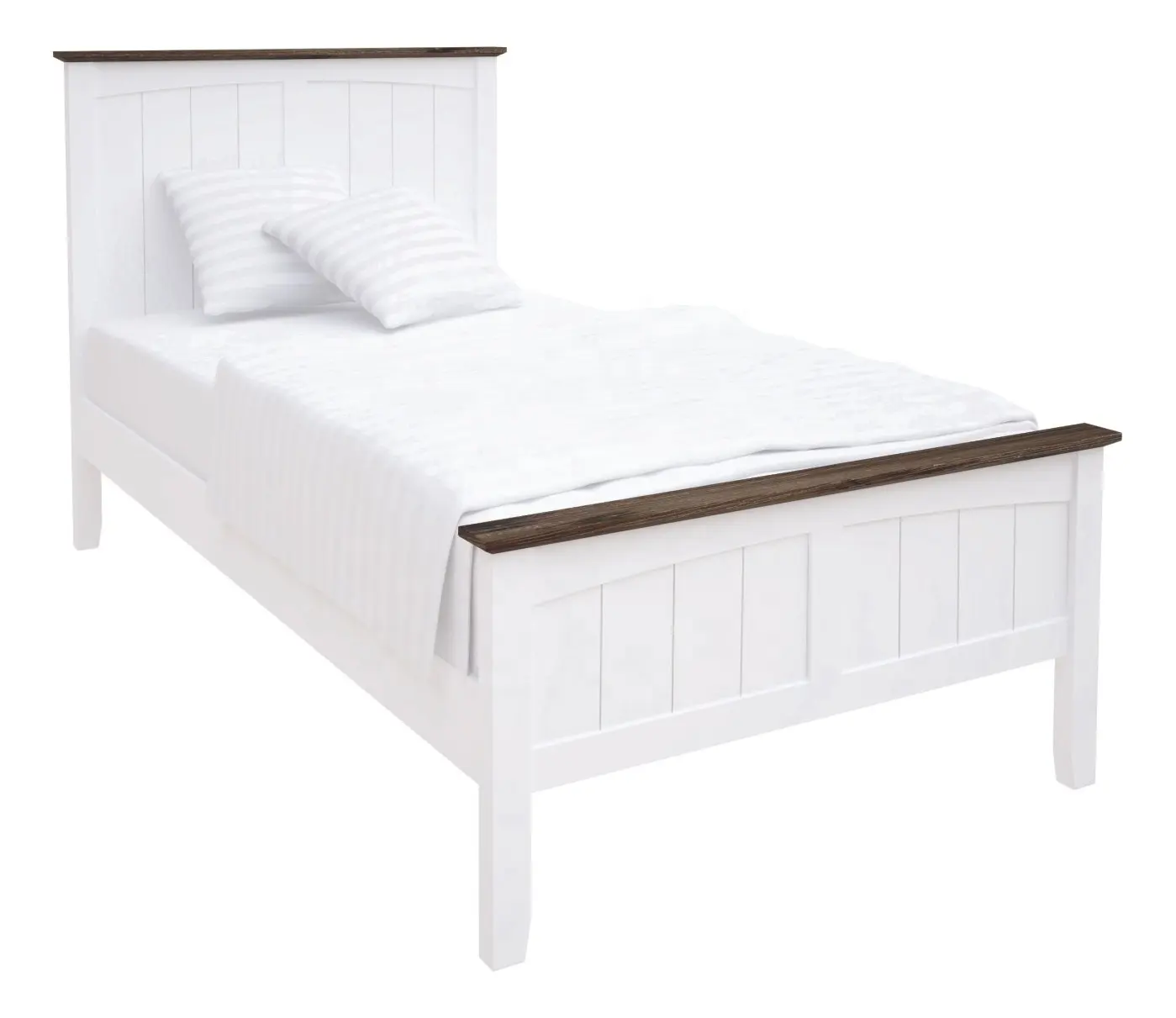 A buon mercato UK Design Contemporaneo Camera Da Letto Mobili Verniciato Bianco MDF e Solido Acacia Legno Letto Singolo