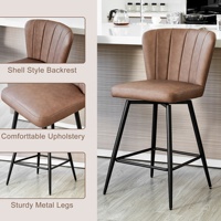Tabouret de bar pivotant Kirkasa, coussin en cuir moderne avec dossier, chaise sans accoudoirs pour bar à domicile, appartement et cave à vin