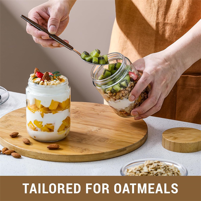 Wholesale Recyclable Clear Glass Storage Jar for Kitchen Hot Sale Food Storage with Plastic Wooden Lid for Olive Oil Baby Food