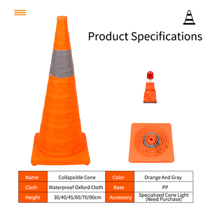 ضوء LED قابل للطي 12 بوصة مع شريط عاكس للبوب 30 مخروط أمان متعدد الأغراض مع إضاءة - Product Image 4