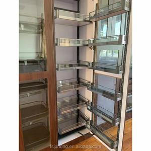 Kitchen High cabinet storage soft close pull out glass pantry