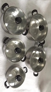 Ensemble de casseroles classique en acier inoxydable de <span class=keywords><strong>10</strong></span> pièces, casserole et marmite à soupe bon marché avec couvercle en verre, matériau métallique - Product Image 6