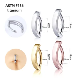 ASTM yeni ASTM F136 titanyum sahte göbek halkası pürüzsüz yüzey göbek halkaları toptan temel piercing göbek takısı
