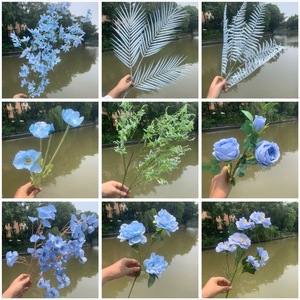 Nouvelles <span class=keywords><strong>fleurs</strong></span> artificielles en soie bleu brume 2022 pour mariage, arrangement floral de plafond sur le thème du ciel étoilé rêveur - Product Image 4